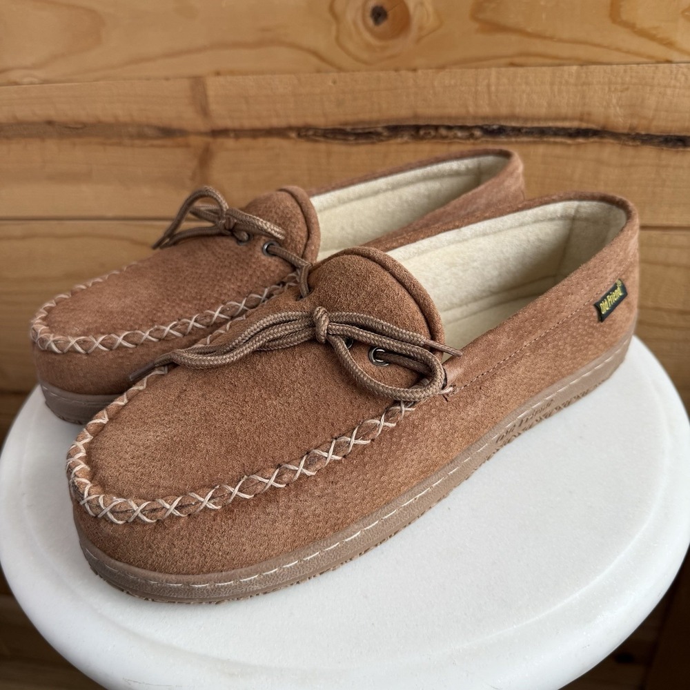 Old Friend Moc Toe Men's 10w Comfort‎ Slipper Durable Rubber Sole Cozy Loafer